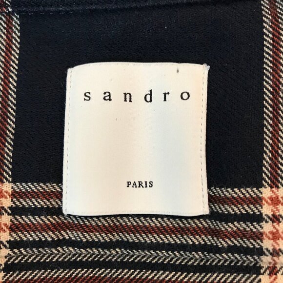 Sandro Paris Men's Plaid 100% Cotton Button Down Shirt Size XS - Picture 6 of 7